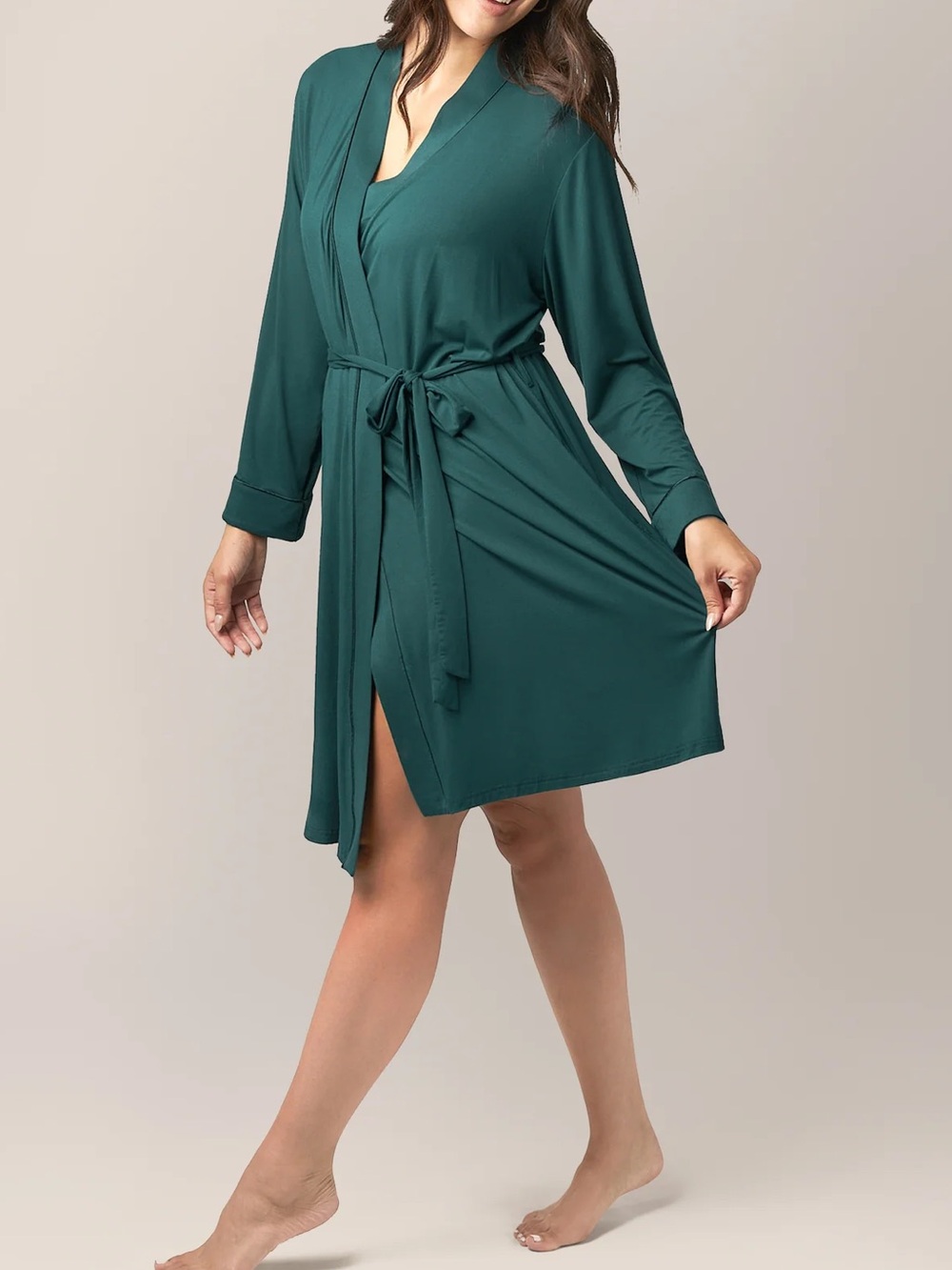 🌿 Kindred Bravely Clea Maternity & Postpartum Robe | L/XL | Dark Green